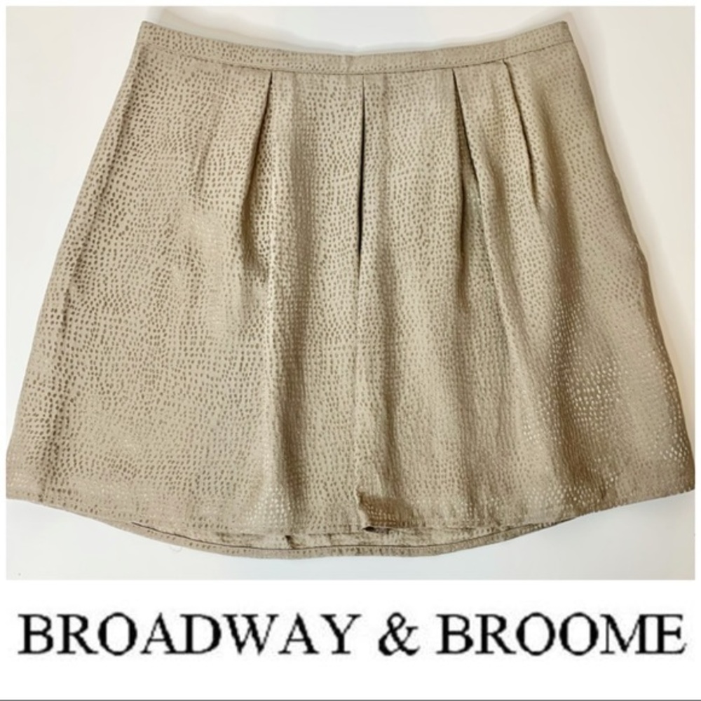 Madewell Broadway & Broome Gold Beige Silk Embossed Pleated Skirt Discontinued